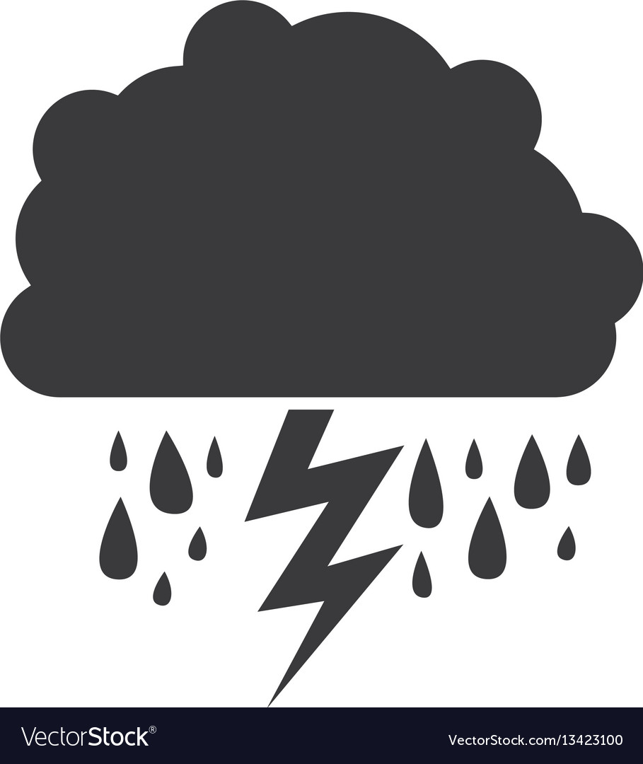 Gray silhouette cloud with rain and lightning Vector Image