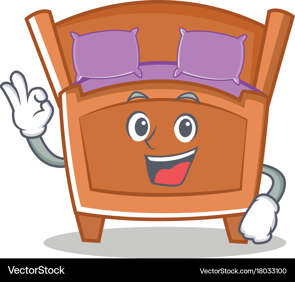 Okay cute bed character cartoon Royalty Free Vector Image