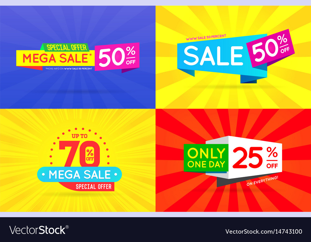 Set sale sign banner poster ready for web Vector Image