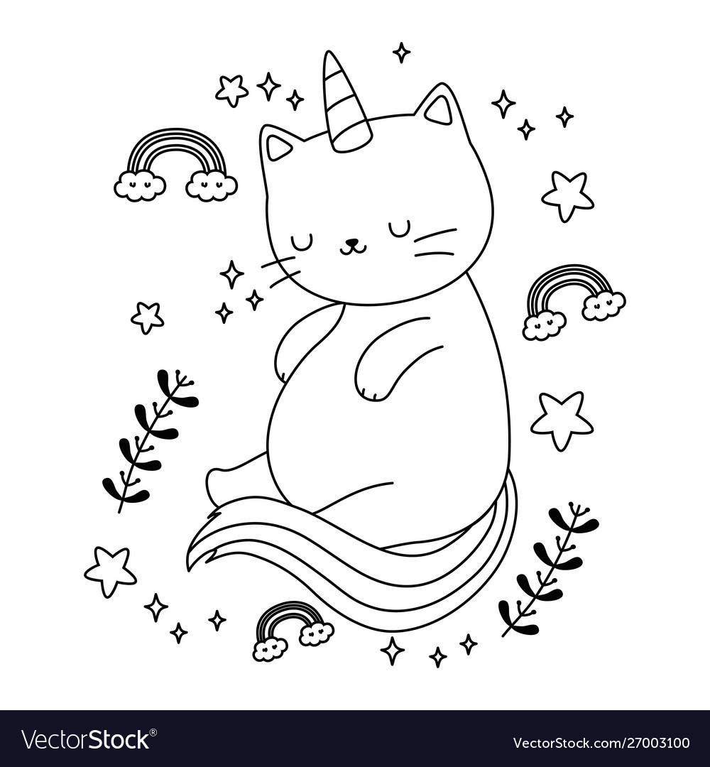 Unicorn cat cartoon design Royalty Free Vector Image