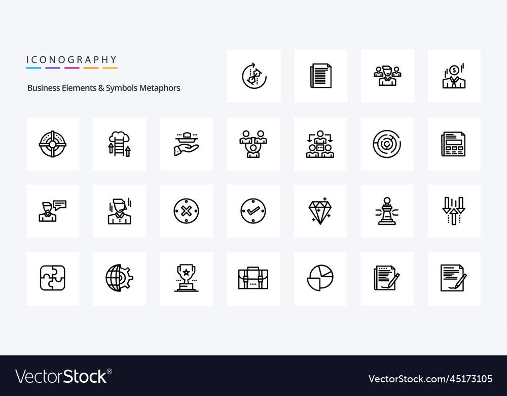 25 business elements and symbols metaphors line