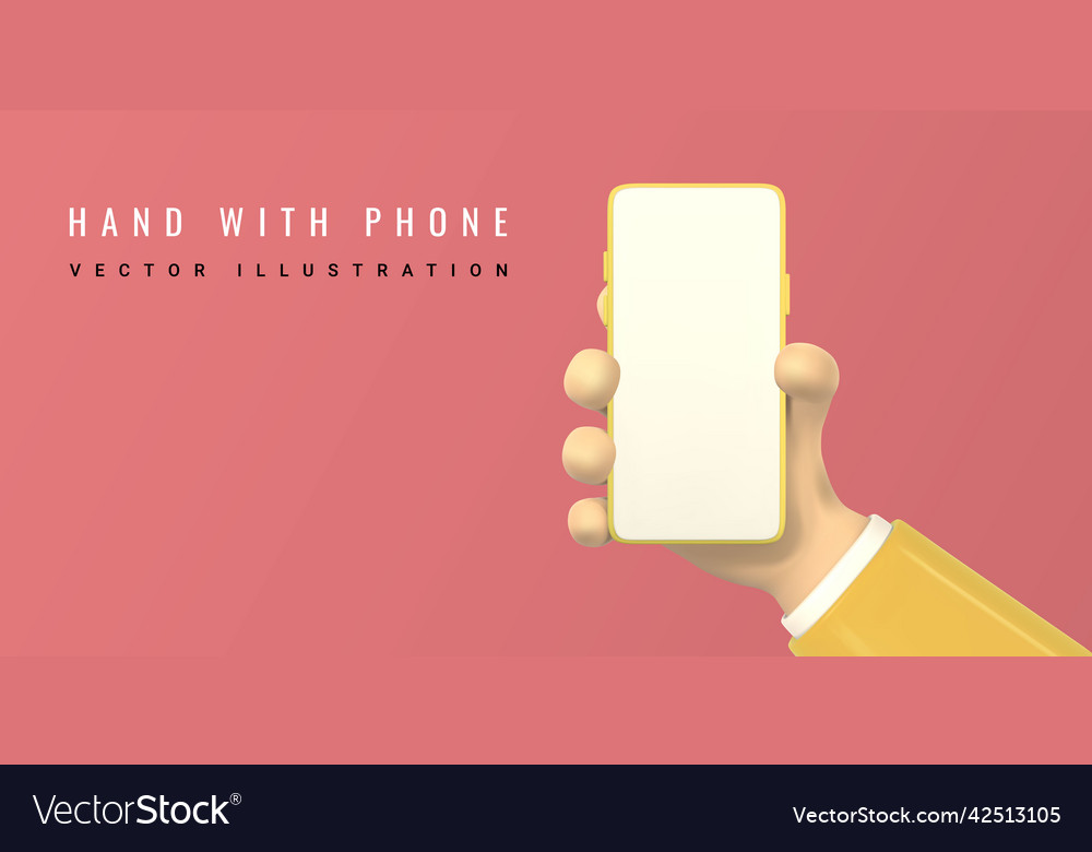 Cartoon character hands with smart phone vector image Cartoon character hands with smart phone