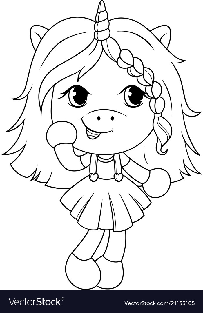 Cute Baby Unicorn Coloring Page For Girls Vector Image