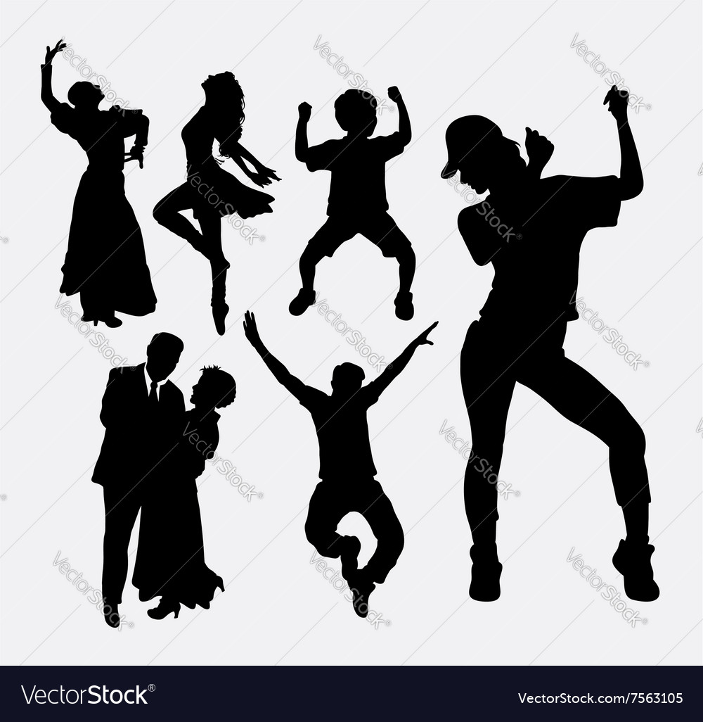 Dancer male and female pose silhouette Royalty Free Vector