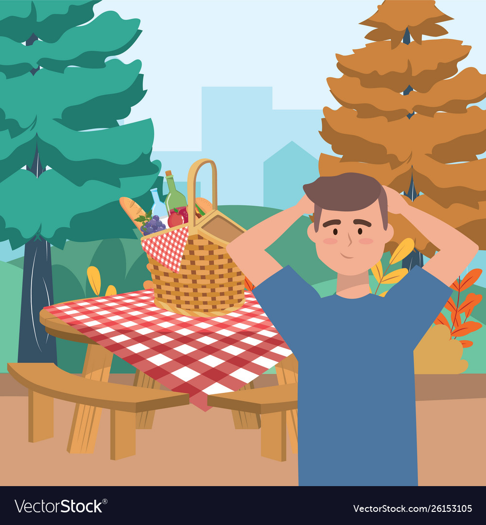 Man Cartoon mit Picknick-Design