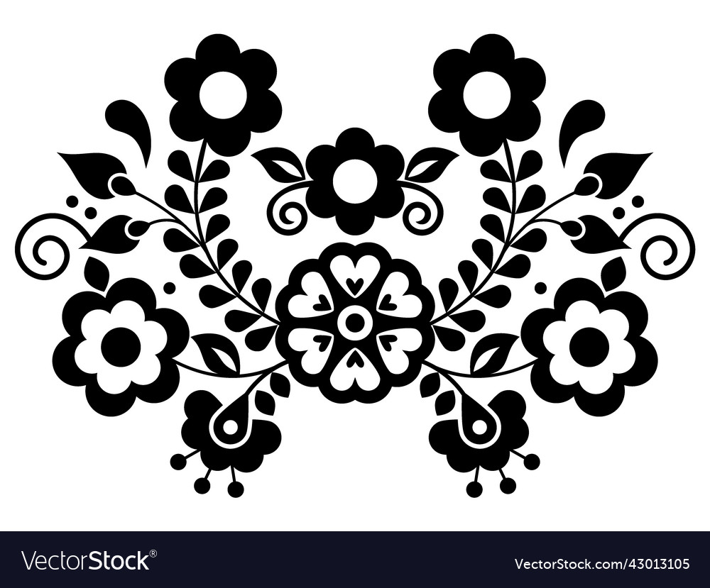 Mexican Folk Art Embroidery Style Pattern Vector Image