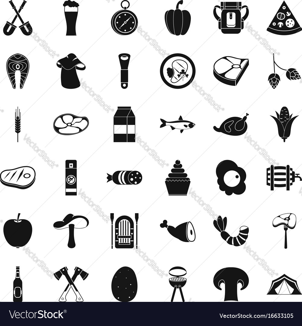 Nature travel icons set simple style Royalty Free Vector