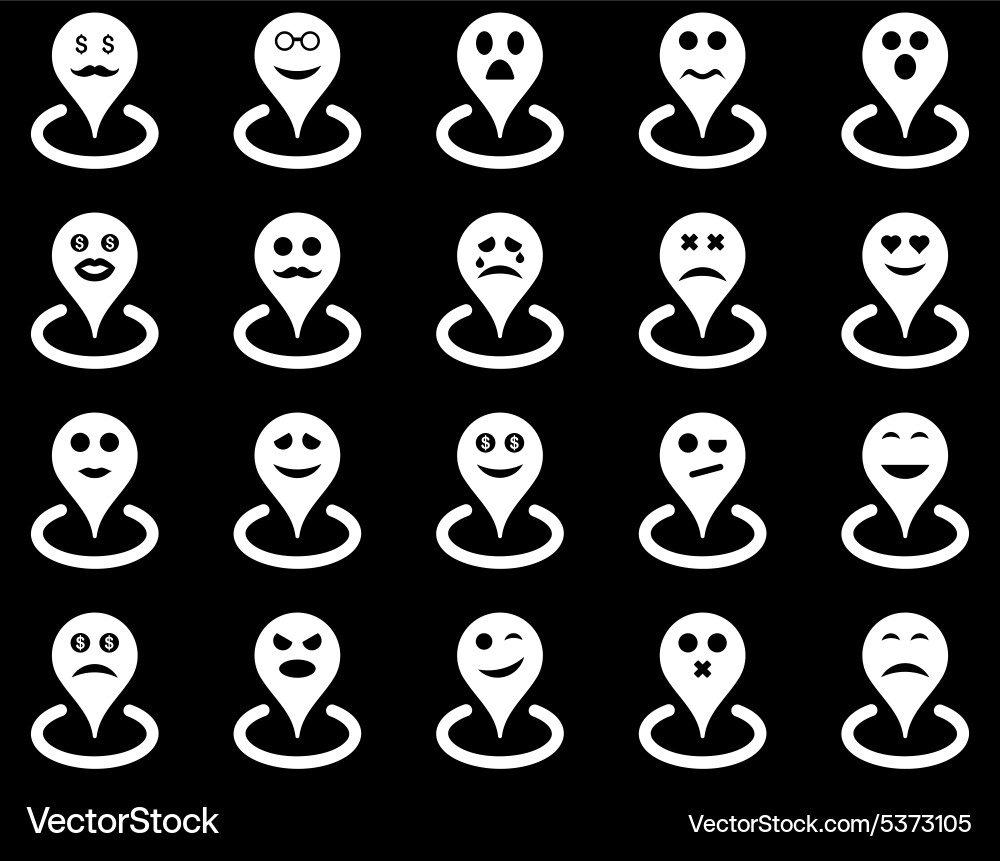 Smiled location icons Royalty Free Vector Image