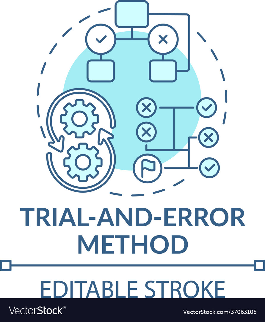 trial-and-error-method-blue-concept-icon-vector-image