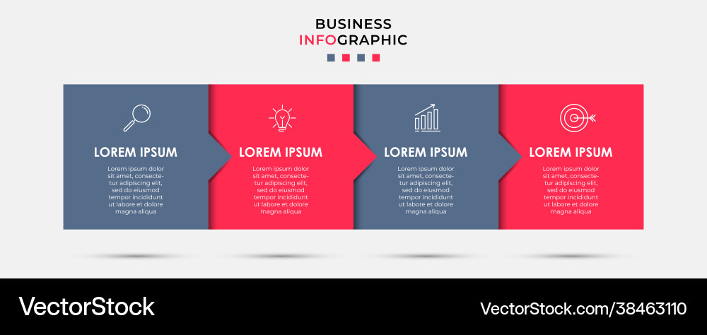 Business infographics presentation with 4 steps Vector Image