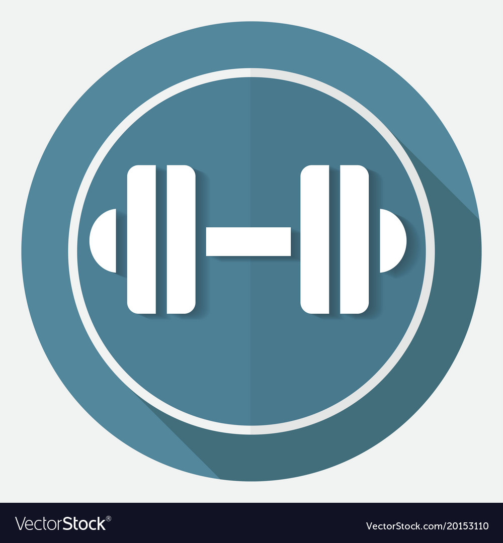 Dumbbell icon on white circle with a long shadow Vector Image