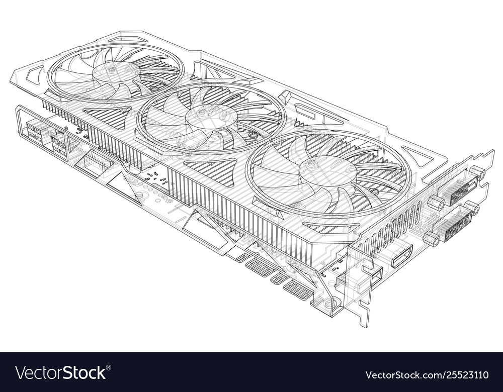 Gpu card outline Royalty Free Vector Image - VectorStock