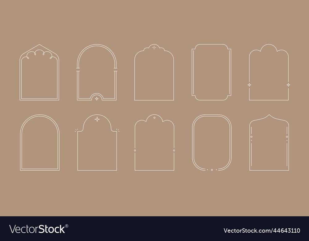 Line arch frame set minimal style oval Royalty Free Vector