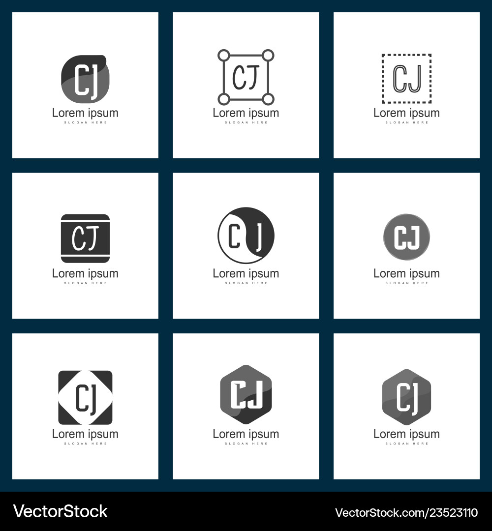 Set of letter logo initial cj template design Vector Image