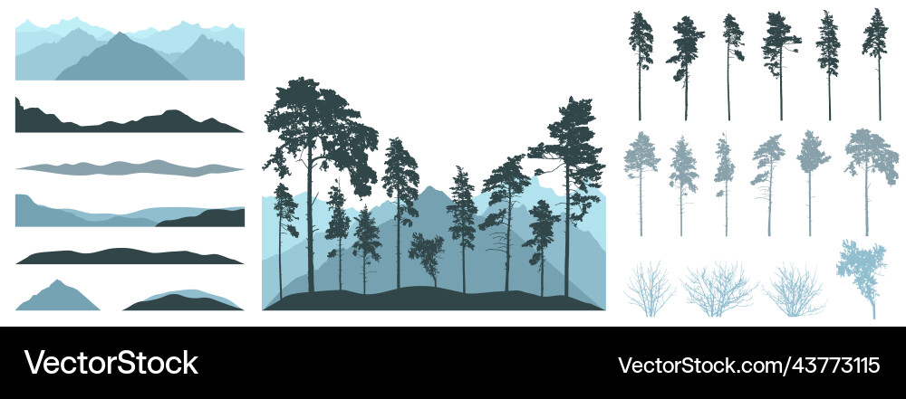 Design elements of forest trees constructor Vector Image
