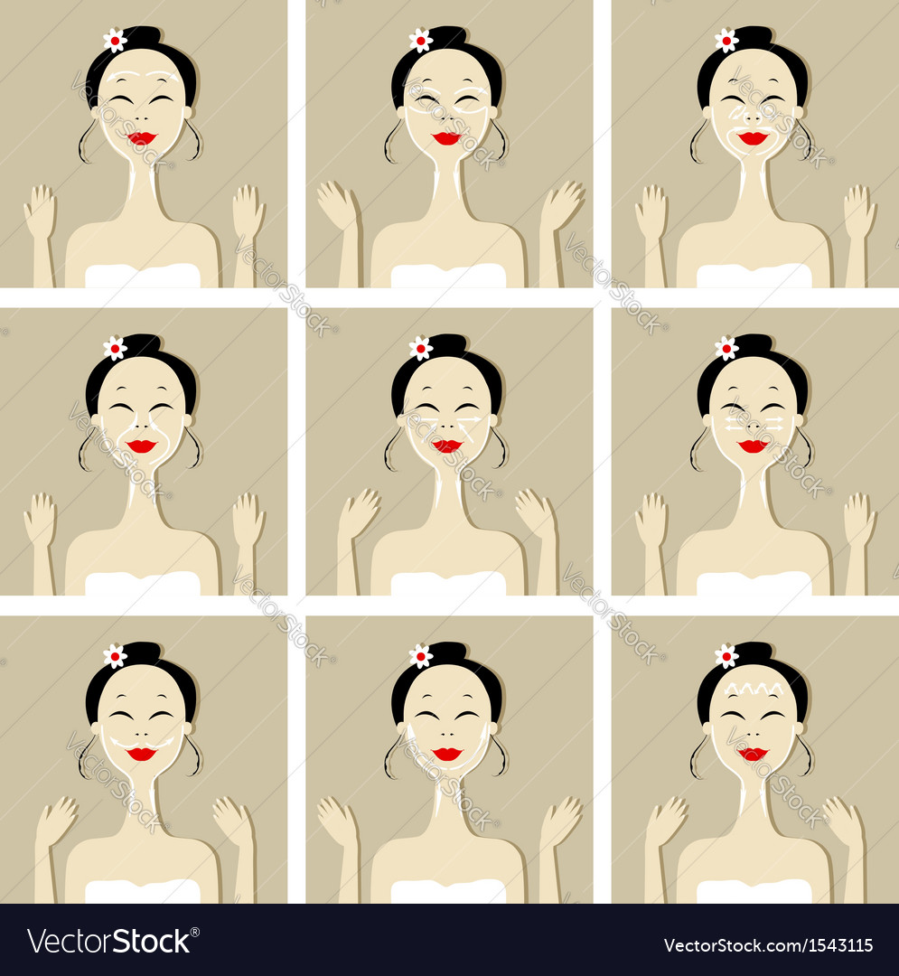 Face massage with asian woman for your design Vector Image