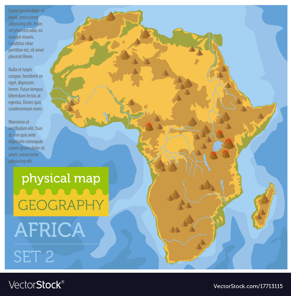 Elevation Map Of Africa   Flat Africa Physical Map Constructor Elements On Vector 17713115 