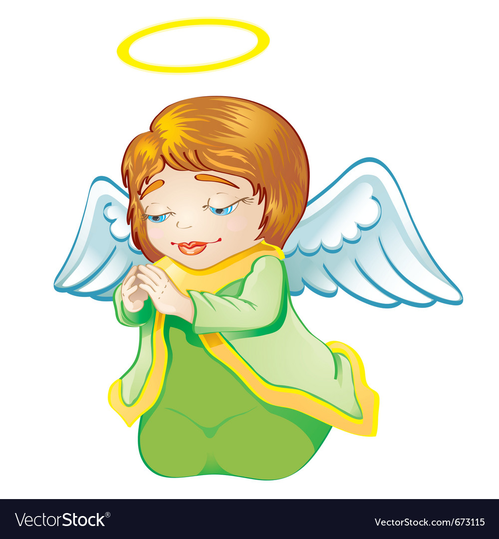 Little Angel In Green Isolated Royalty Free Vector Image