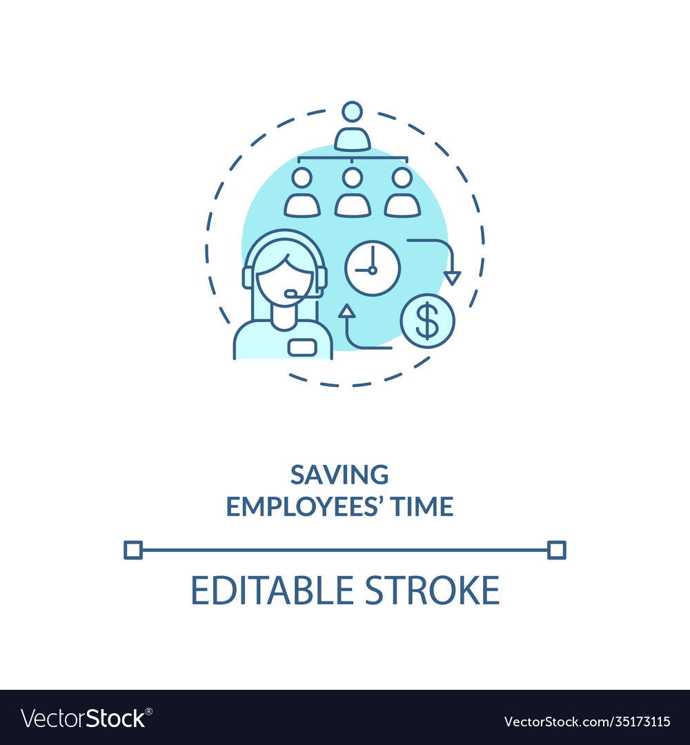 Saving employees time turquoise concept icon