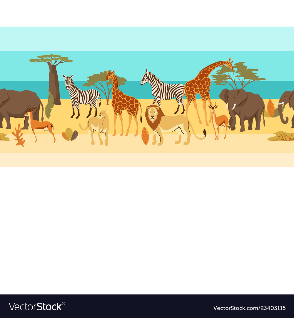 Seamless pattern with african savanna animals Vector Image Seamless pattern with african savanna animals Vector Image