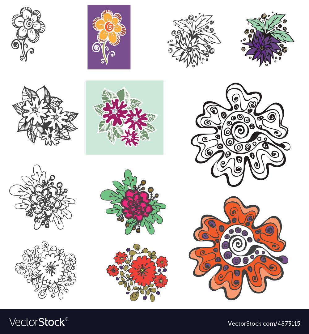 Set of design of flowers Royalty Free Vector Image