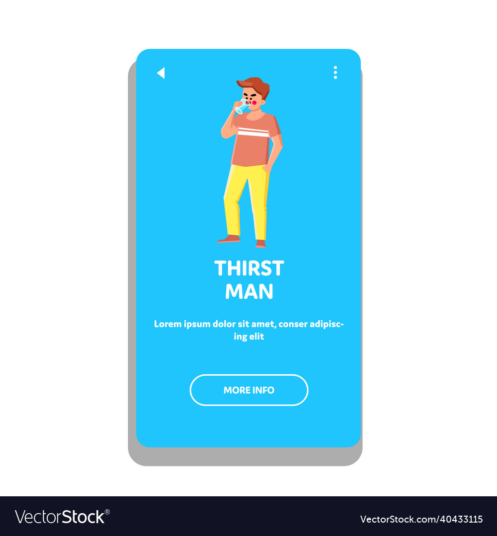 Thirst man drinking water Royalty Free Vector Image