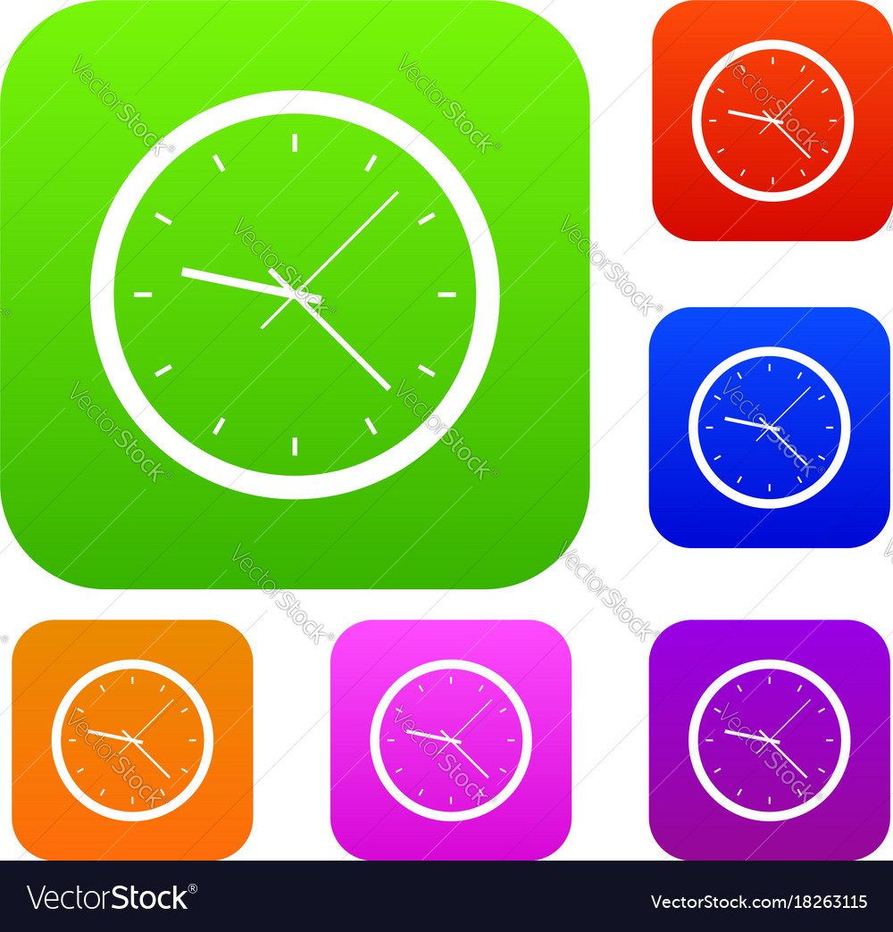 Wall clock set color collection Royalty Free Vector Image