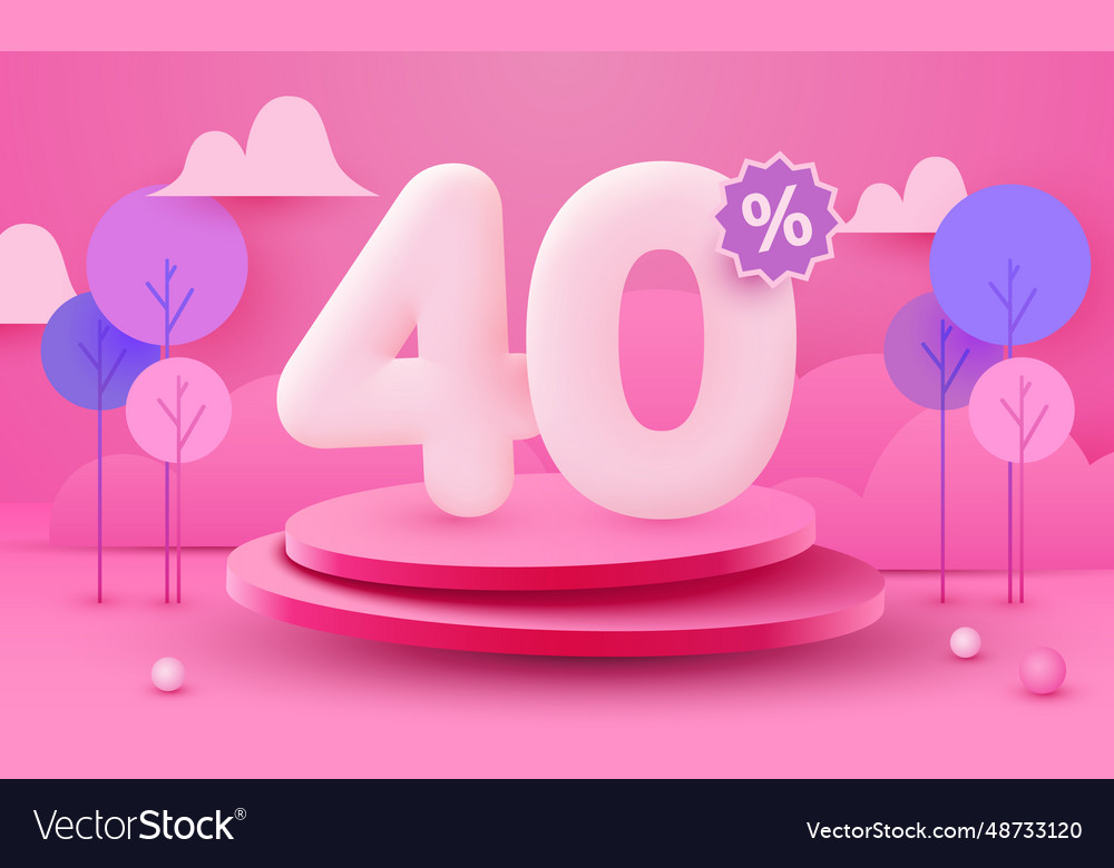 40 Percent Off Discount Creative Composition 3d Vector Image
