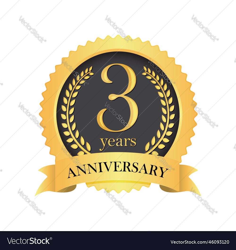 Golden anniversary medal icon 3rd anniversary Vector Image