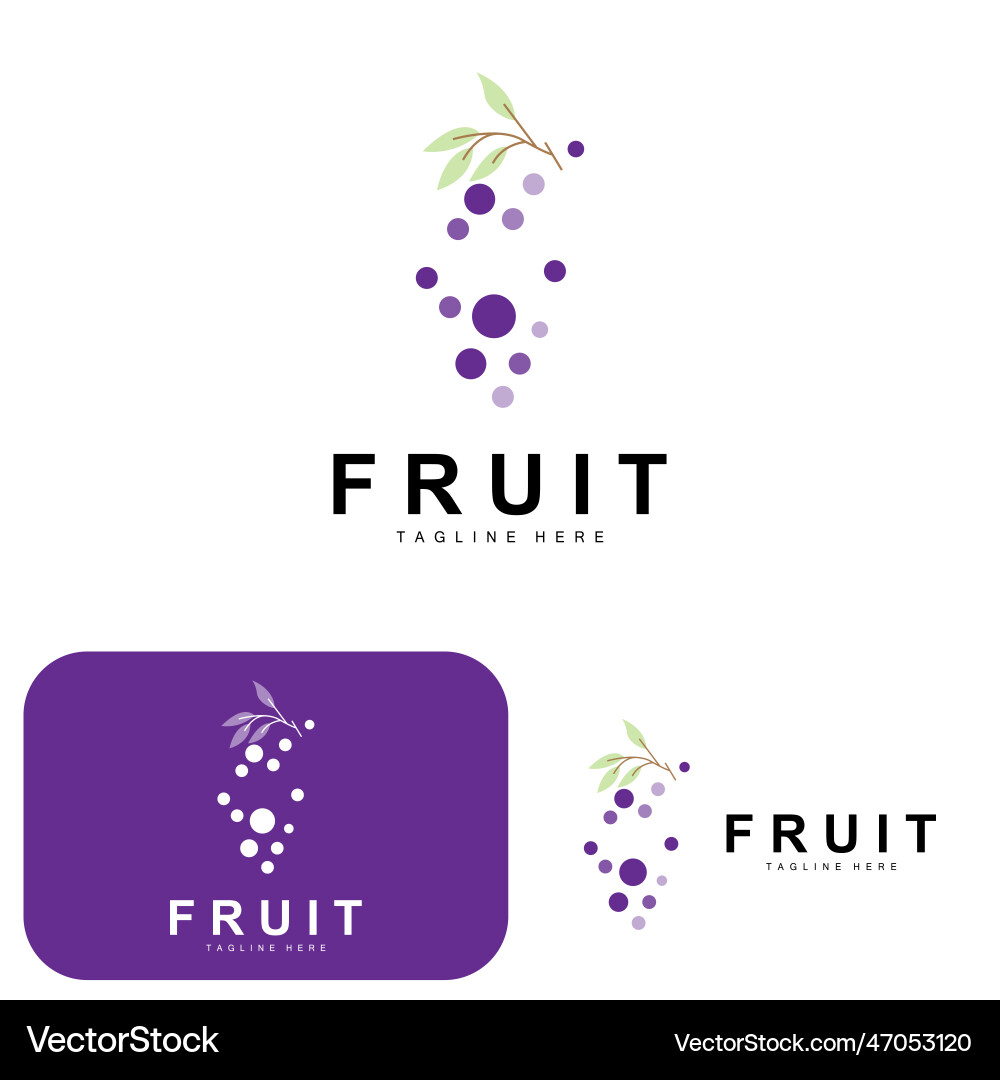 Grape Logo Farm Fruit Fresh Purple Fruit Design Vector Image