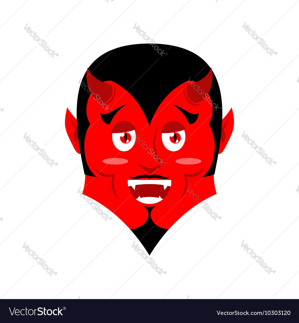 Red devil funny demon satan with horns crafty