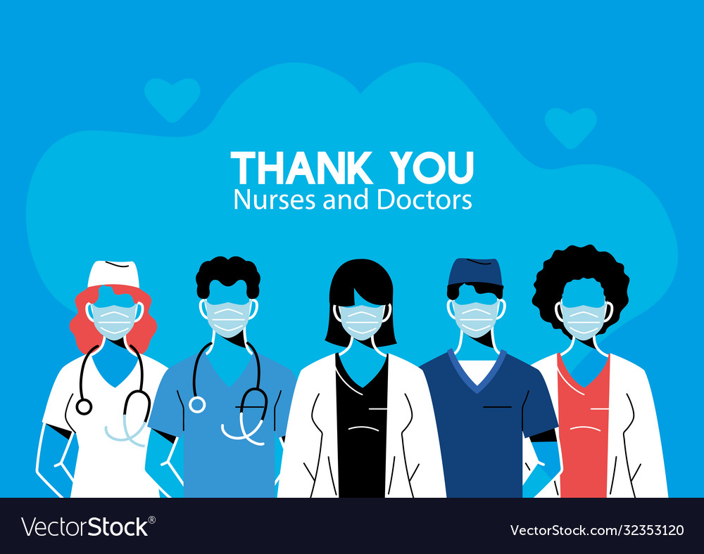 Thanks to doctors and nurses who work Royalty Free Vector