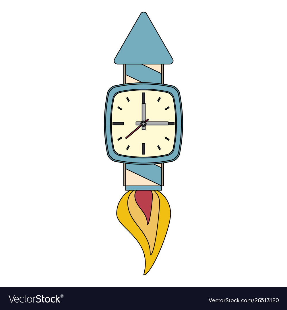 Time clock watch alarm cartoon Royalty Free Vector Image