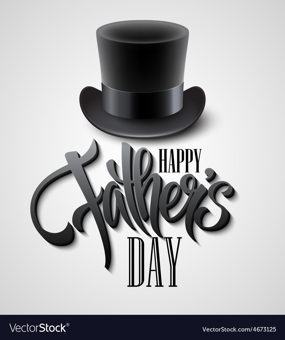 Black top hat isolated on white with text happy Vector Image