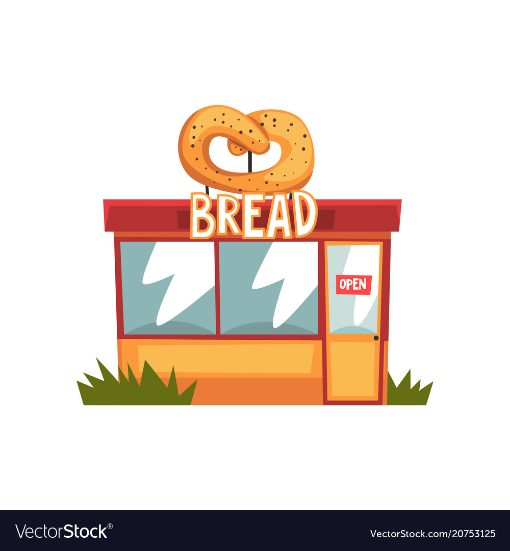 Bread shop building facade with signboar Vector Image