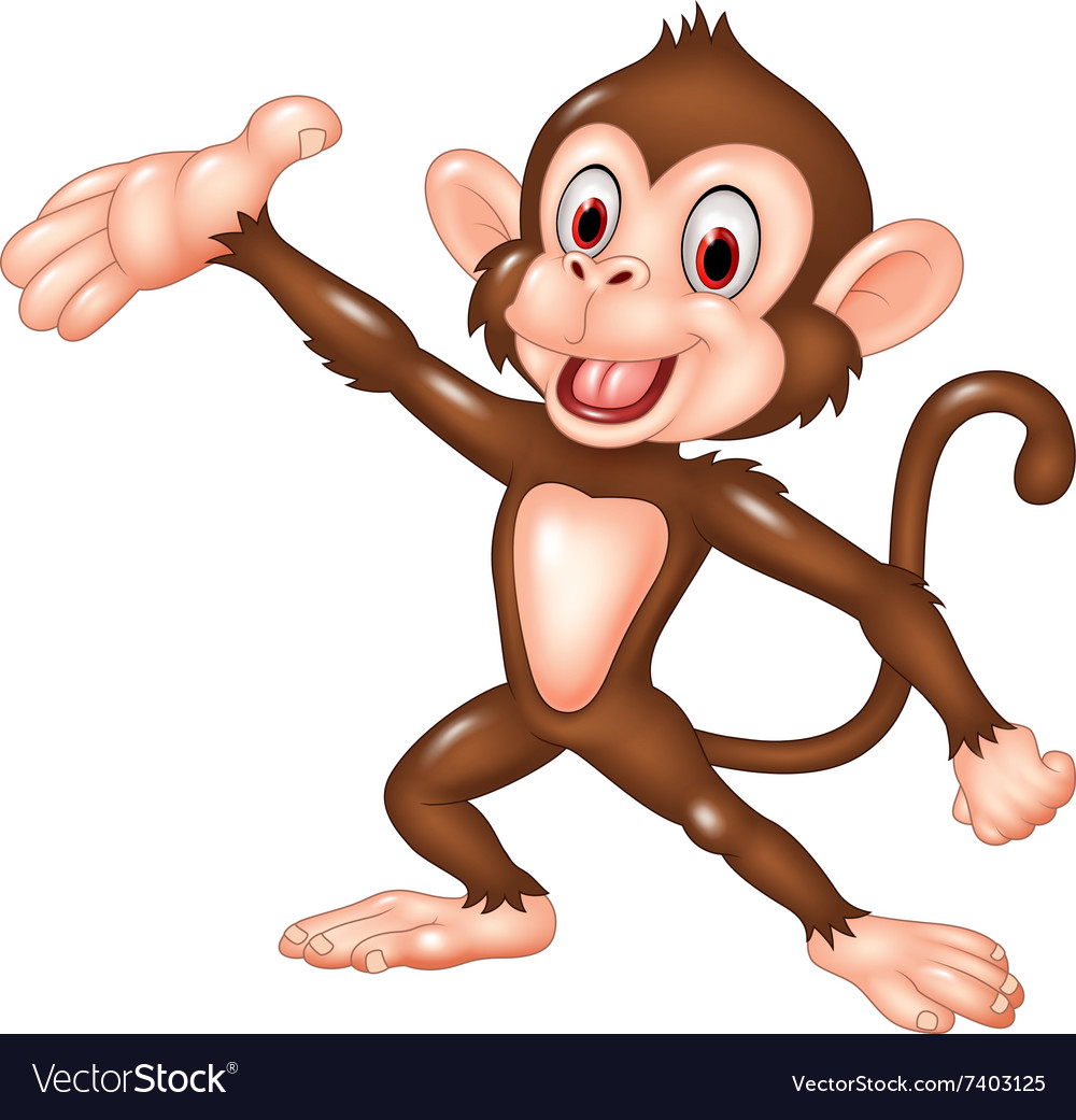 Cartoon funny monkey presenting isolated Vector Image