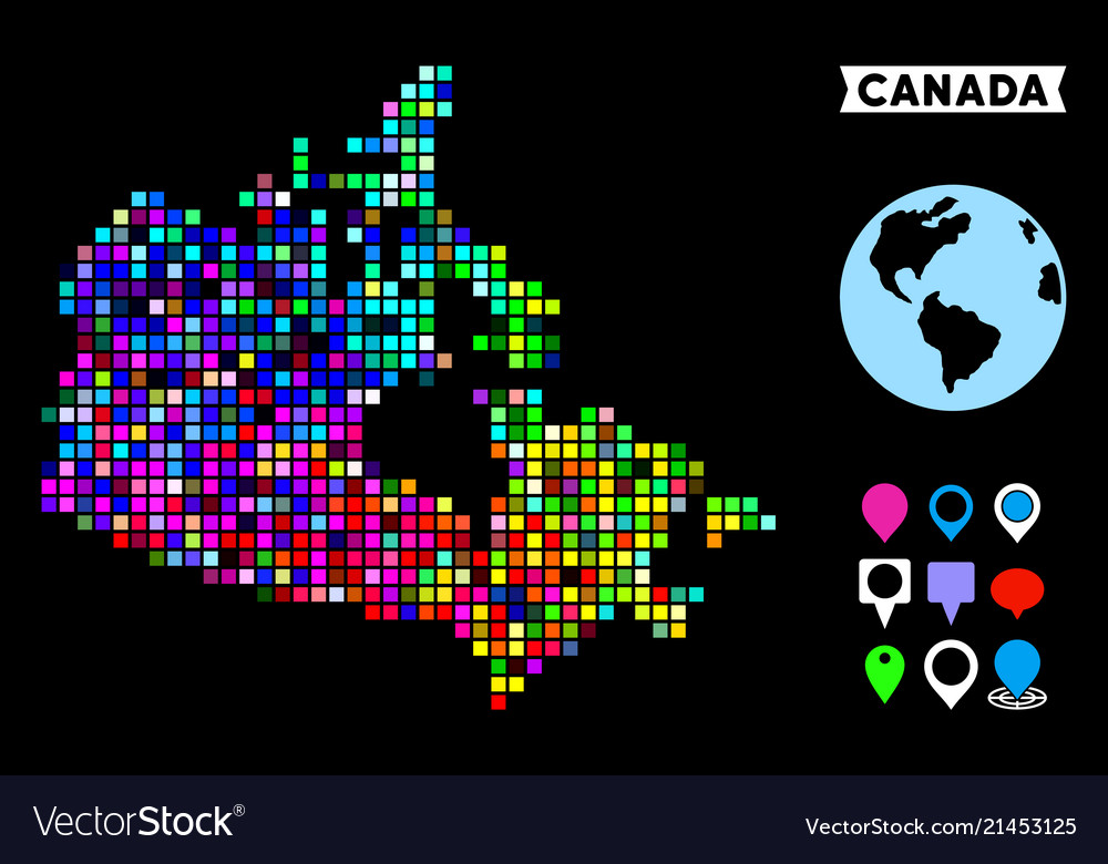 Colored pixel canada map