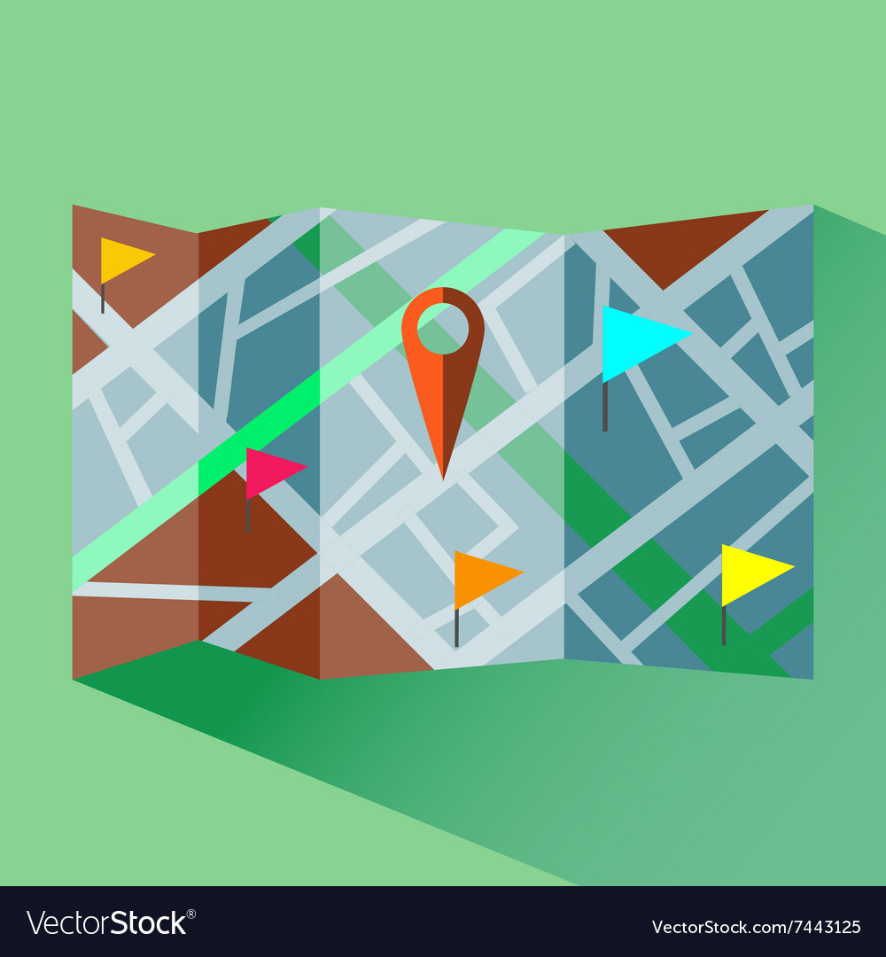 Colorful map with pointers digital icon Royalty Free Vector