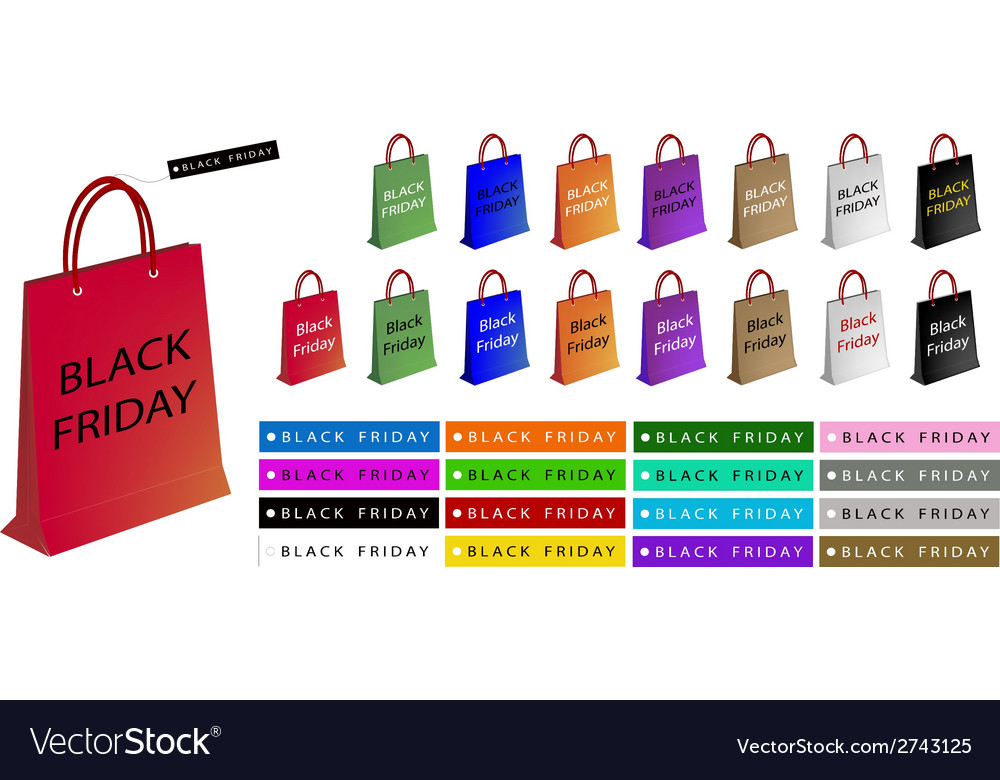 Colorful paper shopping bags for black friday