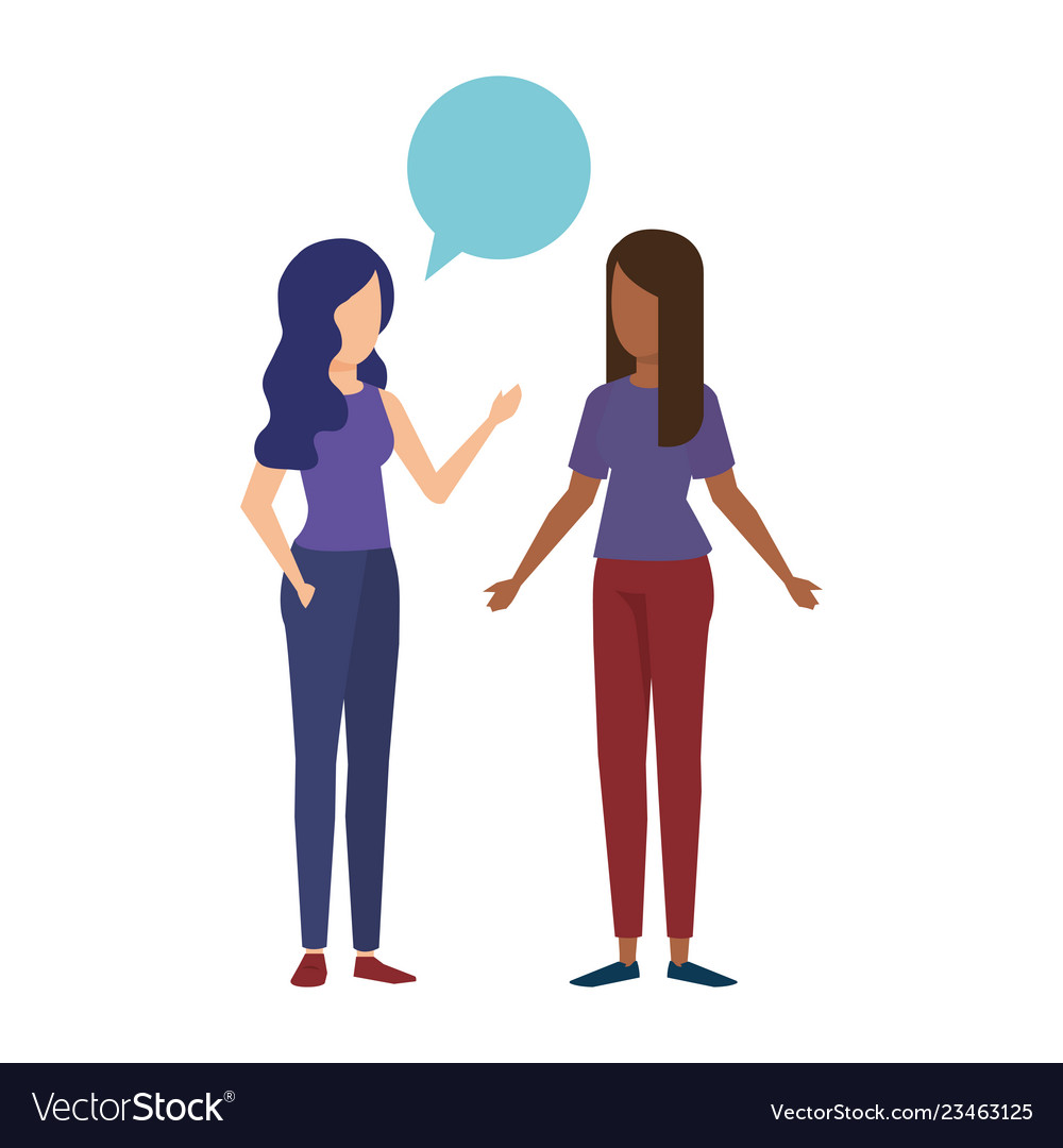 Couple of girls with speech bubble Royalty Free Vector Image