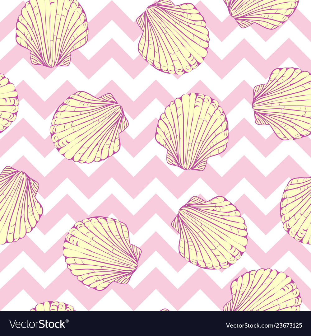 Hand drawn - seamless pattern of seashells marine Vector Image