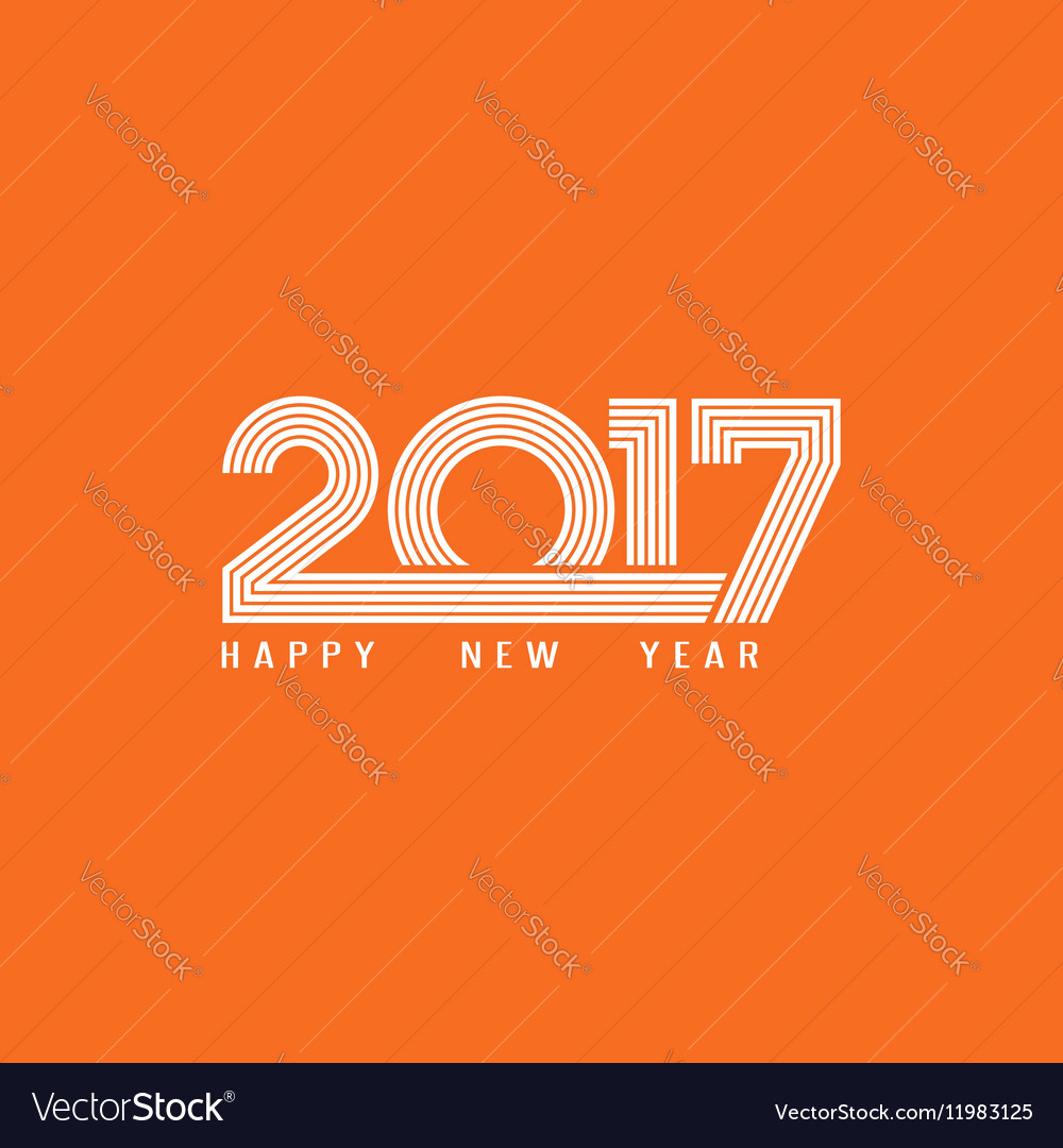 Happy New Year 17 Lettering Greeting Card Theme Vector Image