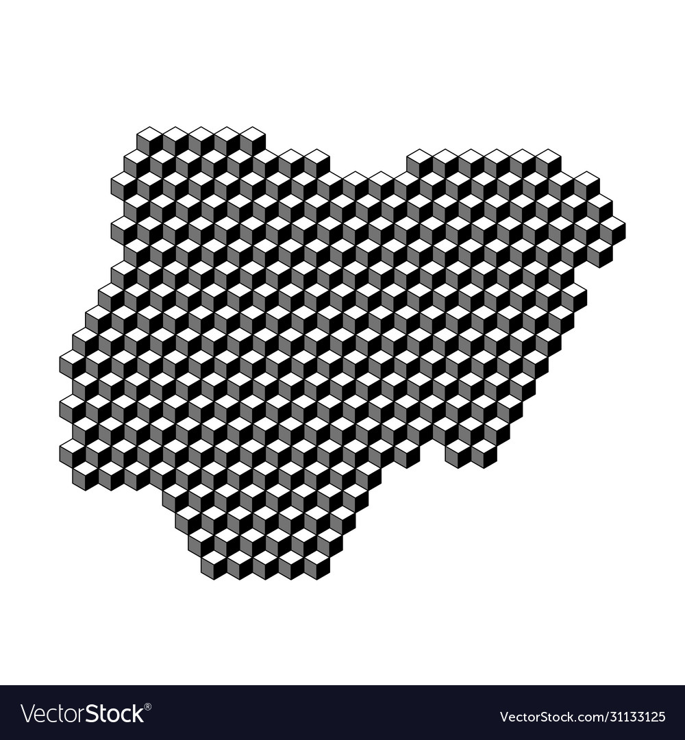 Nigeria map from 3d black cubes isometric