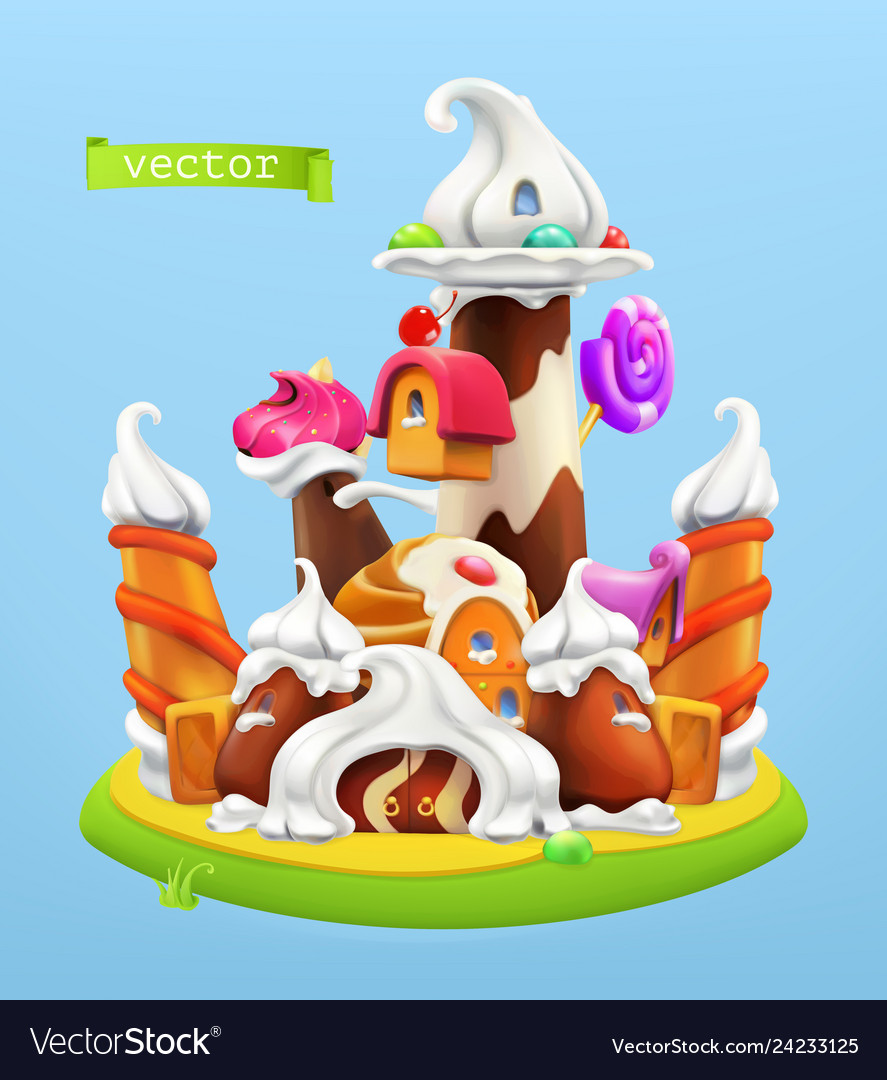 Sweet castle 3d icon Royalty Free Vector Image