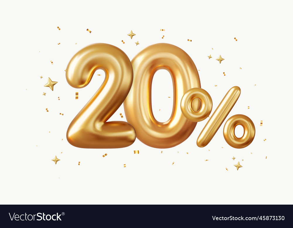 3d 20 percent off discount Royalty Free Vector Image