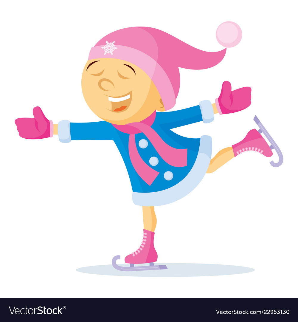 Girl skating cartoon character winter Royalty Free Vector