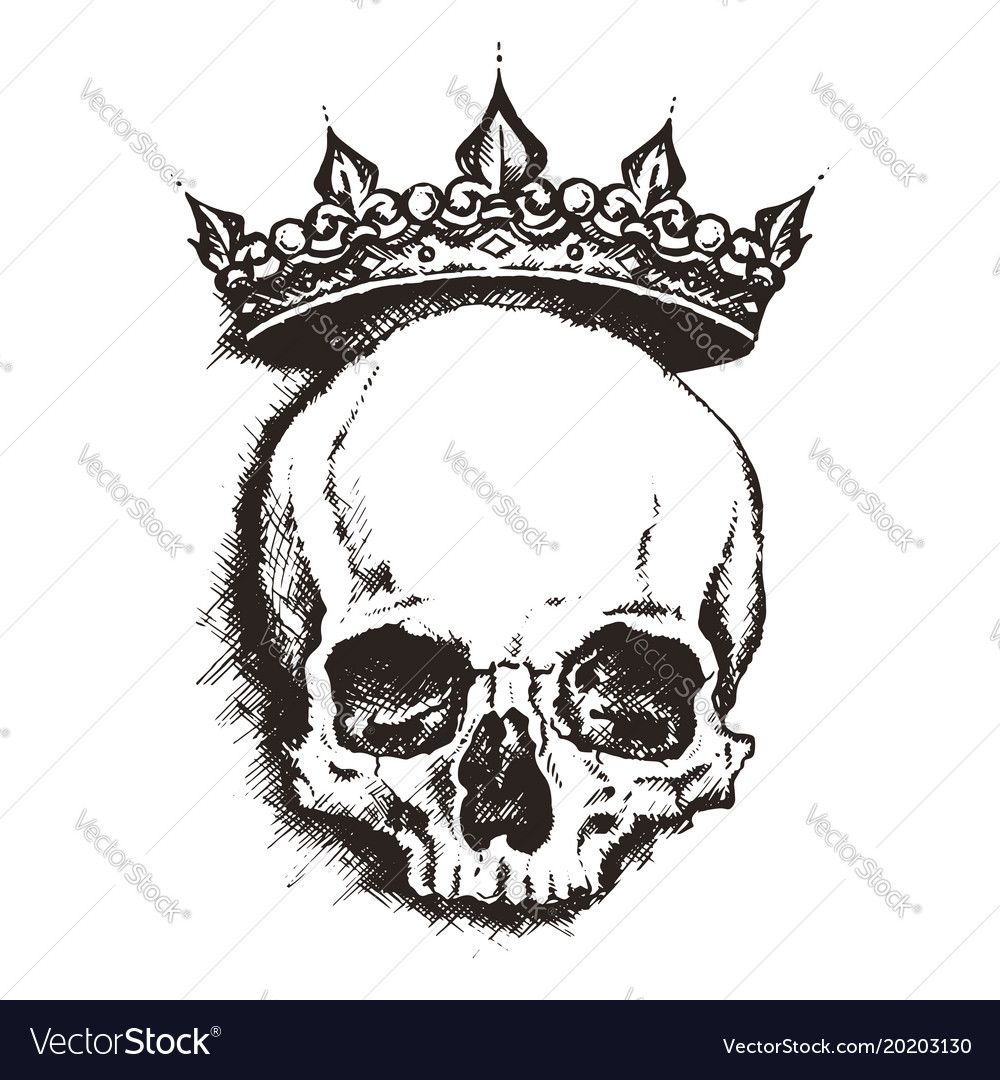 how to draw a skull with a crown