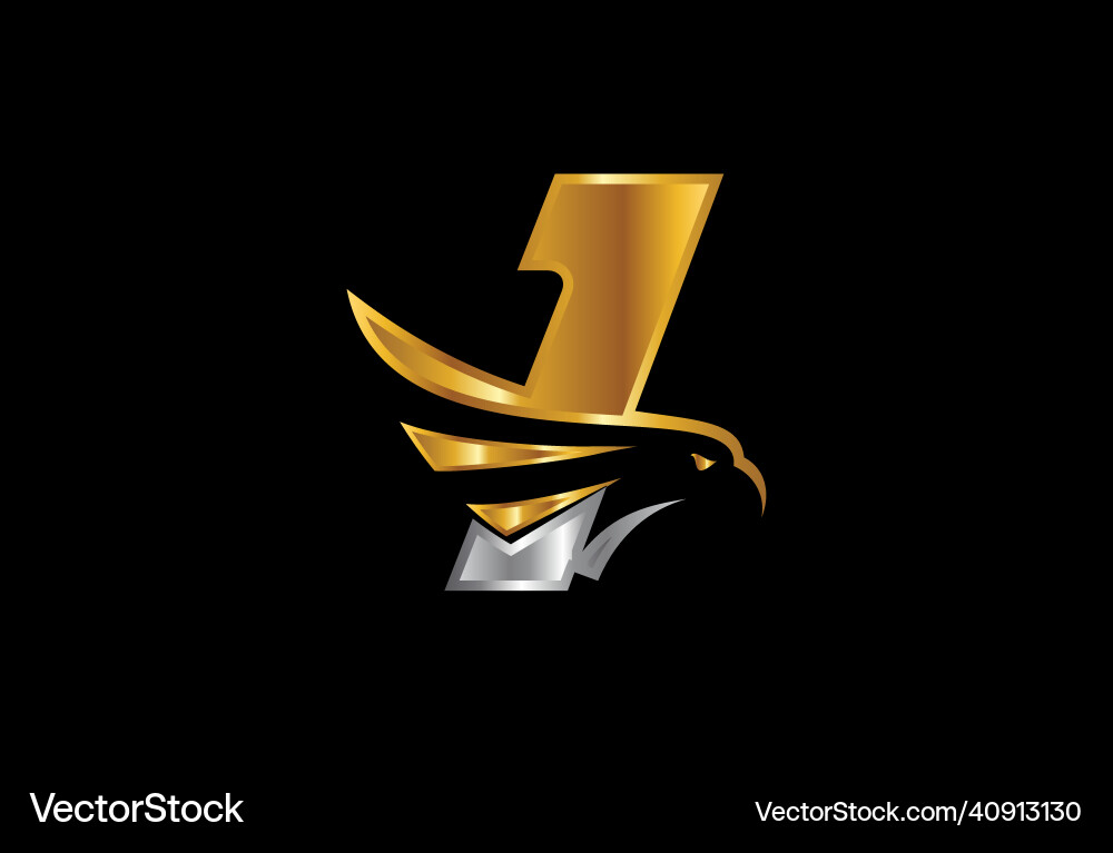 Initial i monogram letter with eagle head Vector Image