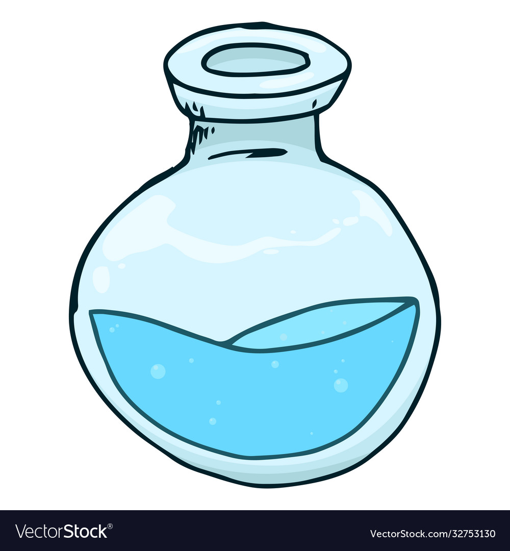 Jar with blue liquid and bubbles hand drawn Vector Image