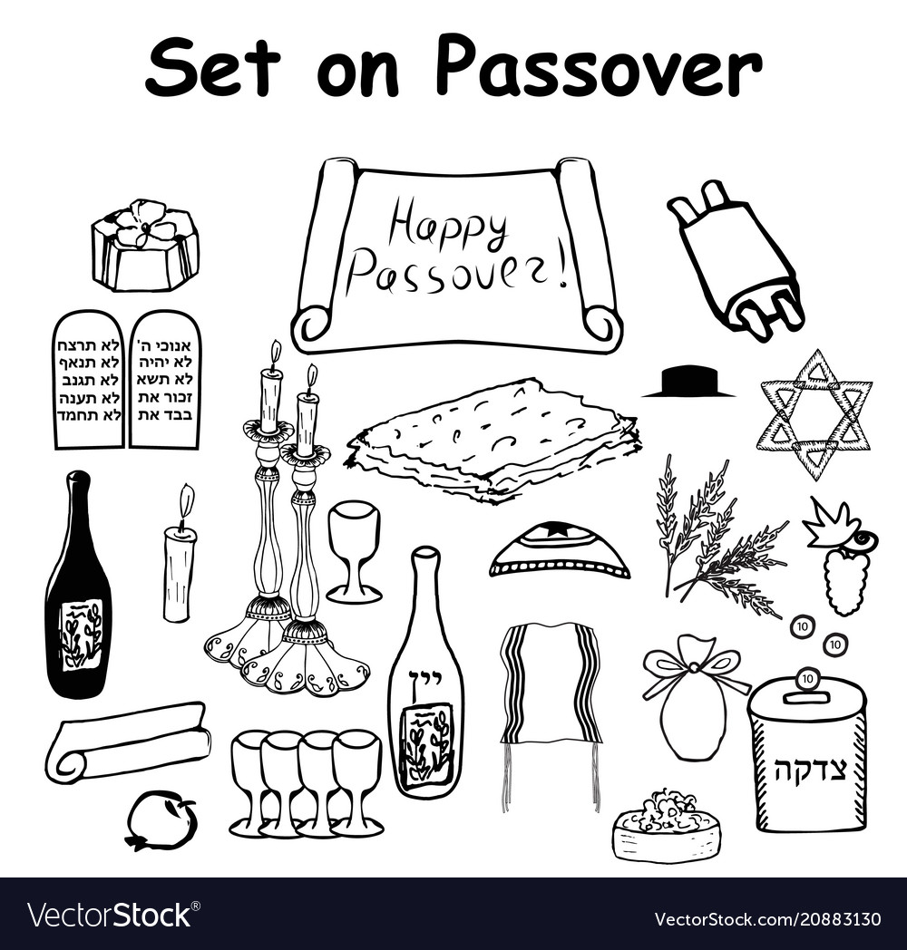 Set graphic elements holiday pesach passover Vector Image